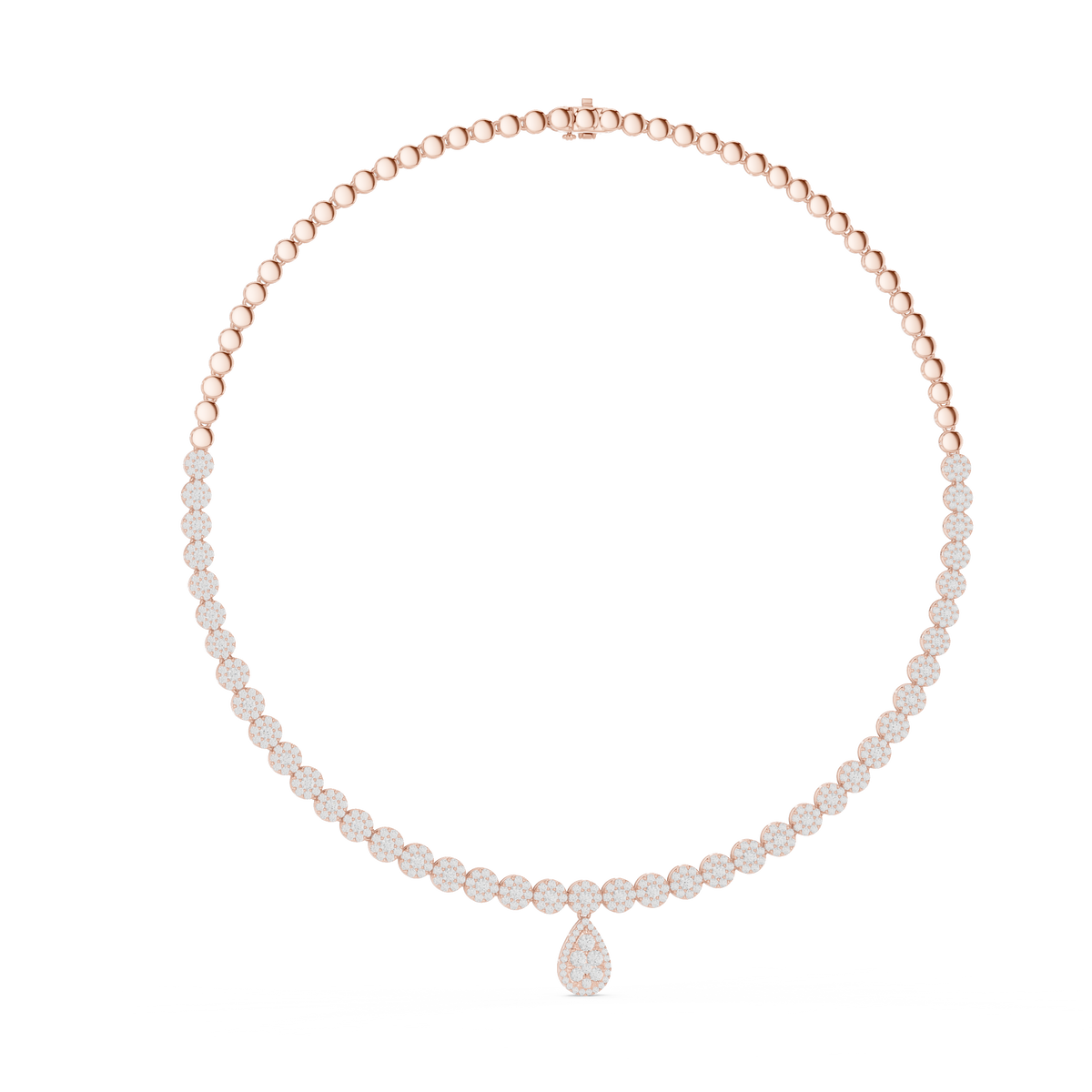 7.26 Ct Round Cut Lab grown & Natural Diamond 14k Solid Rose Gold  Wedding Wear Necklace for Her - HIGHCARAT DIAMONDS
