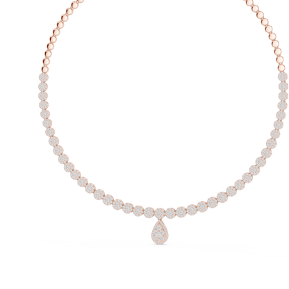 7.26 Ct Round Cut Lab grown & Natural Diamond 14k Solid Rose Gold  Wedding Wear Necklace for Her - HIGHCARAT DIAMONDS