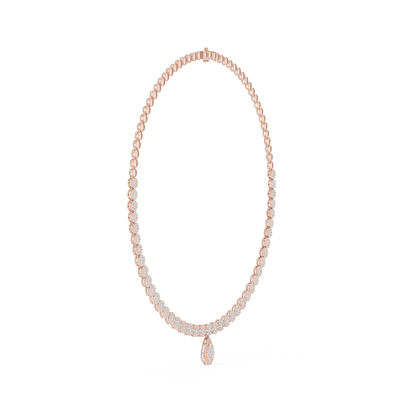 7.26 Ct Round Cut Lab grown & Natural Diamond 14k Solid Rose Gold  Wedding Wear Necklace for Her - HIGHCARAT DIAMONDS