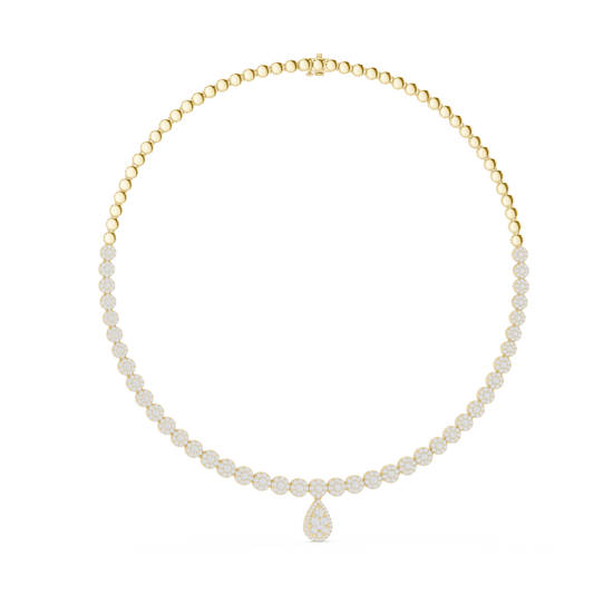 7.26 Ct Round Cut Lab grown & Natural Diamond 14k Solid Rose Gold  Wedding Wear Necklace for Her - HIGHCARAT DIAMONDS