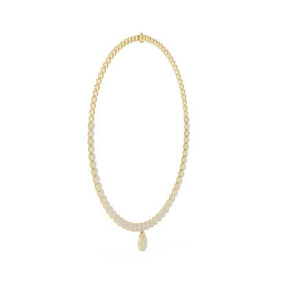 7.26 Ct Round Cut Lab grown & Natural Diamond 14k Solid Rose Gold  Wedding Wear Necklace for Her - HIGHCARAT DIAMONDS