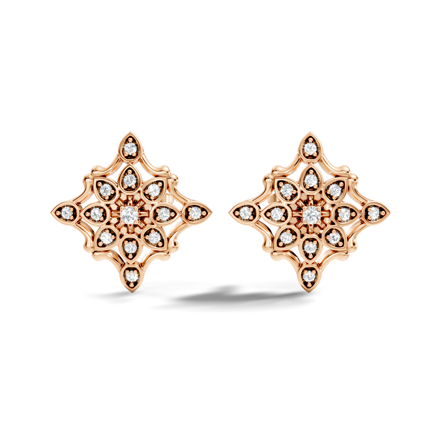 14k Solid Gold Round Shape  Lab Grown & Natural Diamond Fabulous Elegance Daily Wear Earring For Her - HIGHCARAT DIAMONDS