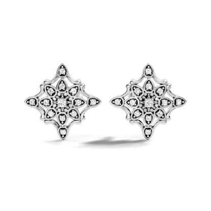 14k Solid Gold Round Shape  Lab Grown & Natural Diamond Fabulous Elegance Daily Wear Earring For Her - HIGHCARAT DIAMONDS