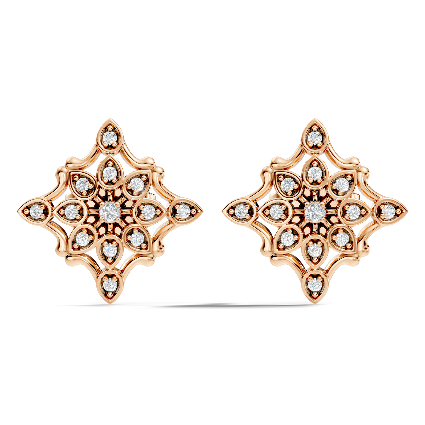 14k Solid Gold Round Shape  Lab Grown & Natural Diamond Fabulous Elegance Daily Wear Earring For Her - HIGHCARAT DIAMONDS