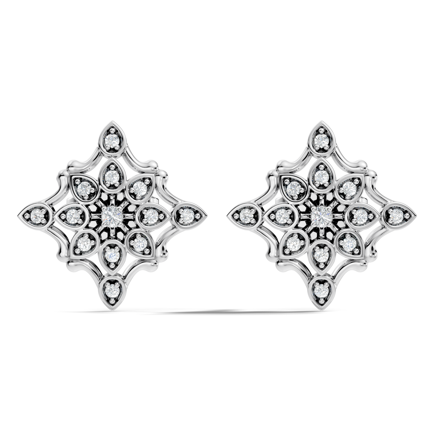 14k Solid Gold Round Shape  Lab Grown & Natural Diamond Fabulous Elegance Daily Wear Earring For Her - HIGHCARAT DIAMONDS
