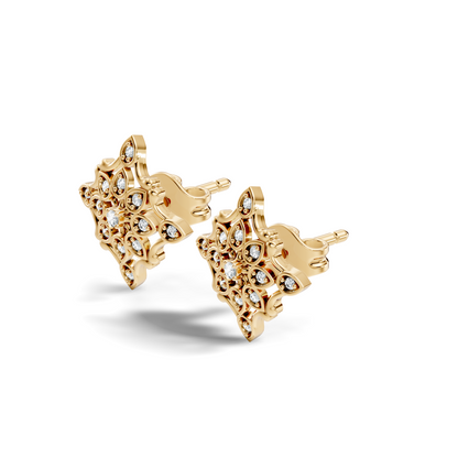 14k Solid Gold Round Shape  Lab Grown & Natural Diamond Fabulous Elegance Daily Wear Earring For Her - HIGHCARAT DIAMONDS