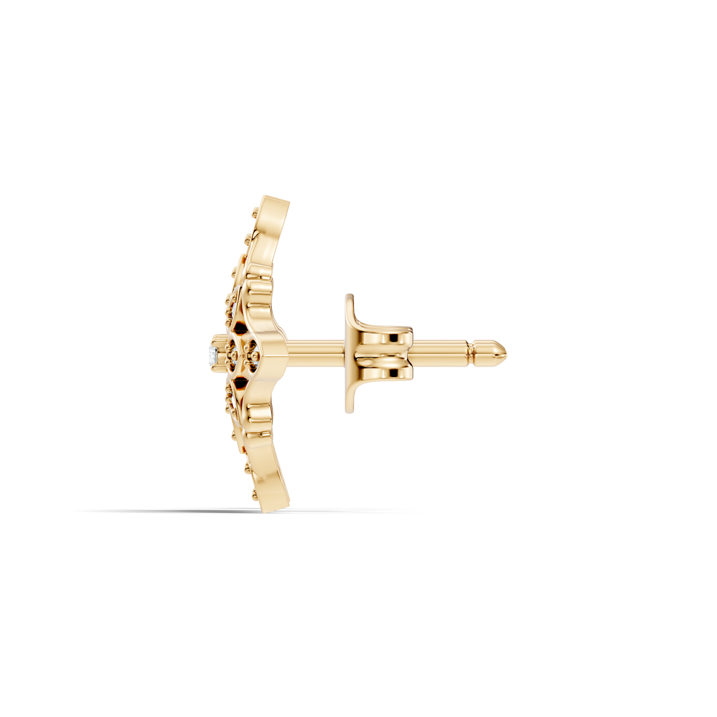 14k Solid Gold Round Shape  Lab Grown & Natural Diamond Fabulous Elegance Daily Wear Earring For Her - HIGHCARAT DIAMONDS