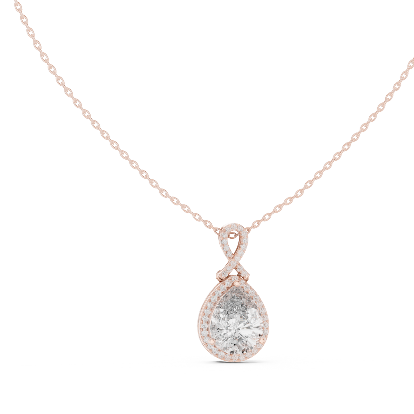 Round & Pear Shape 6.13 Ct Lab Grown very Stunning 14k Solid Rose Gold Diamond Pendant - HIGHCARAT DIAMONDS