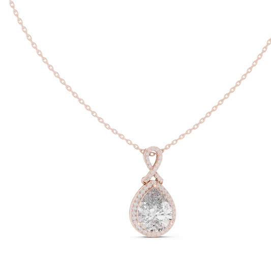 Round & Pear Shape 6.13 Ct Lab Grown very Stunning 14k Solid Rose Gold Diamond Pendant - HIGHCARAT DIAMONDS