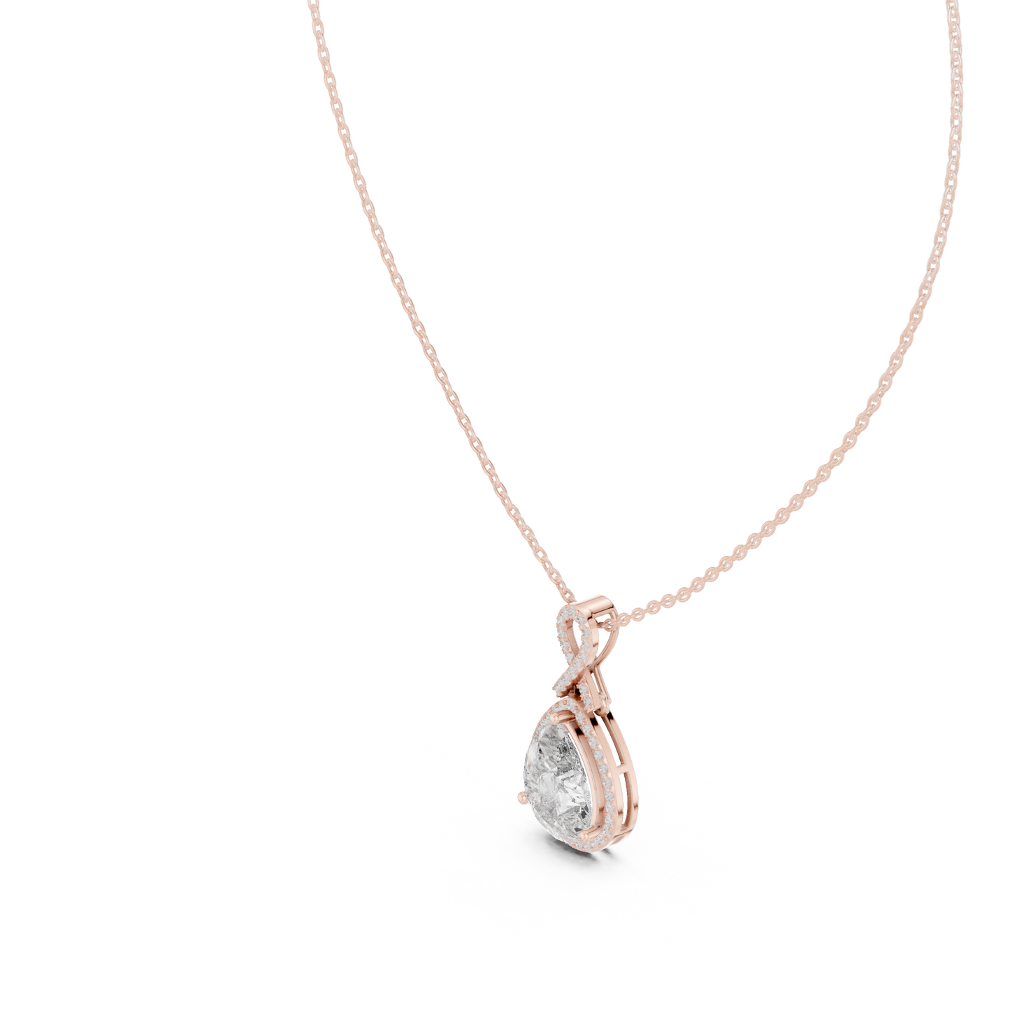 Round & Pear Shape 6.13 Ct Lab Grown very Stunning 14k Solid Rose Gold Diamond Pendant - HIGHCARAT DIAMONDS