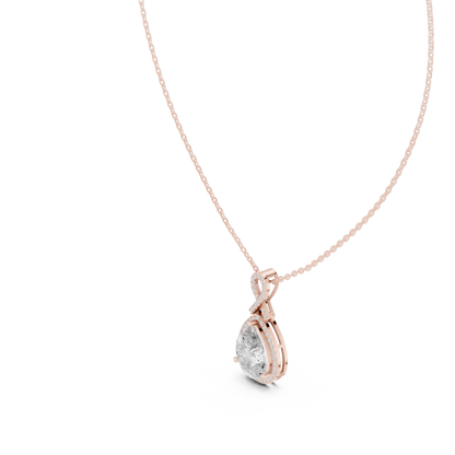 Round & Pear Shape 6.13 Ct Lab Grown very Stunning 14k Solid Rose Gold Diamond Pendant - HIGHCARAT DIAMONDS