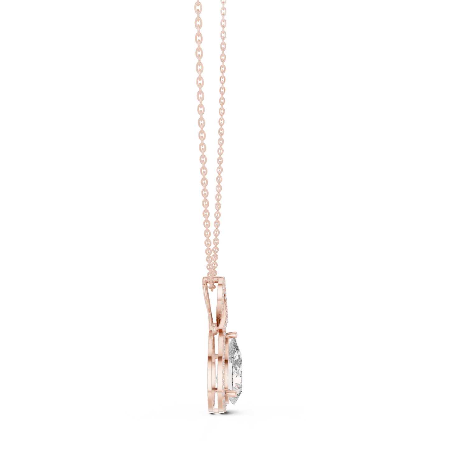 Round & Pear Shape 6.13 Ct Lab Grown very Stunning 14k Solid Rose Gold Diamond Pendant - HIGHCARAT DIAMONDS