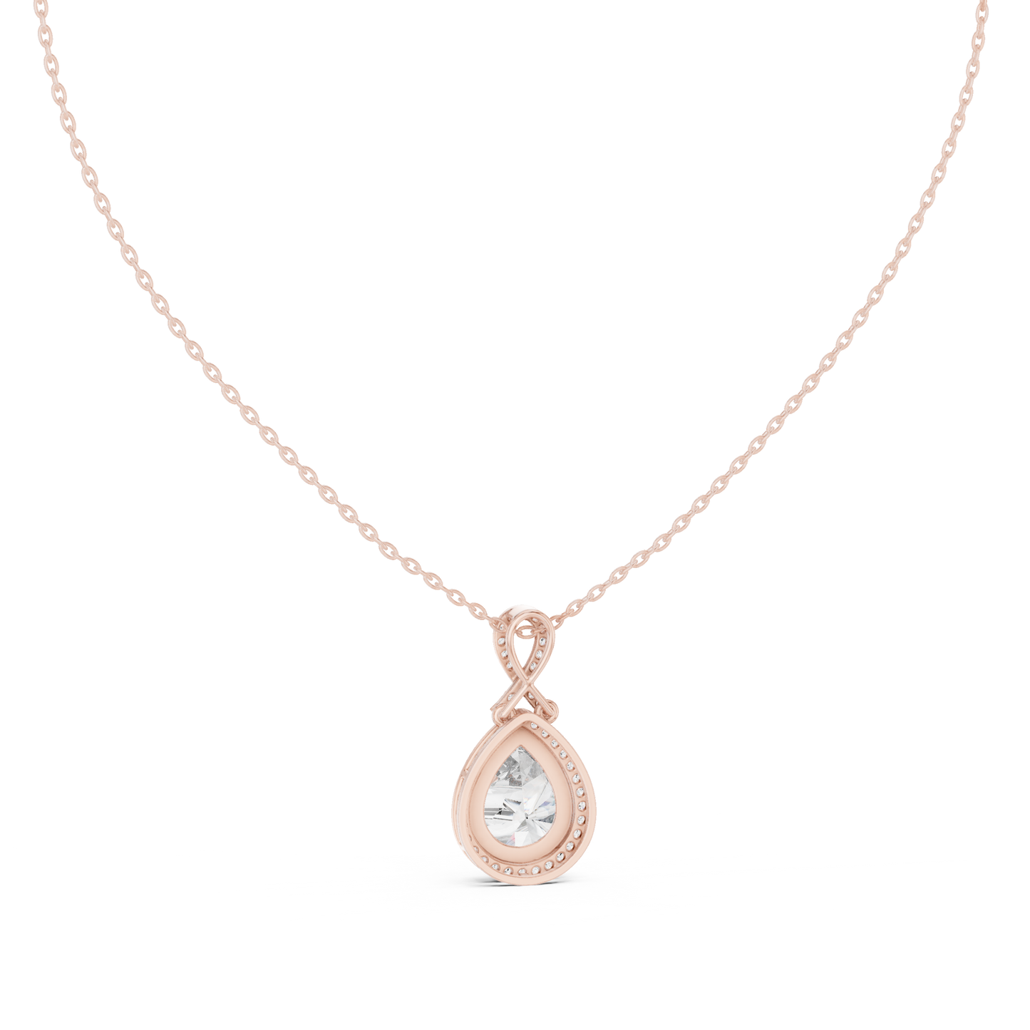 Round & Pear Shape 6.13 Ct Lab Grown very Stunning 14k Solid Rose Gold Diamond Pendant - HIGHCARAT DIAMONDS