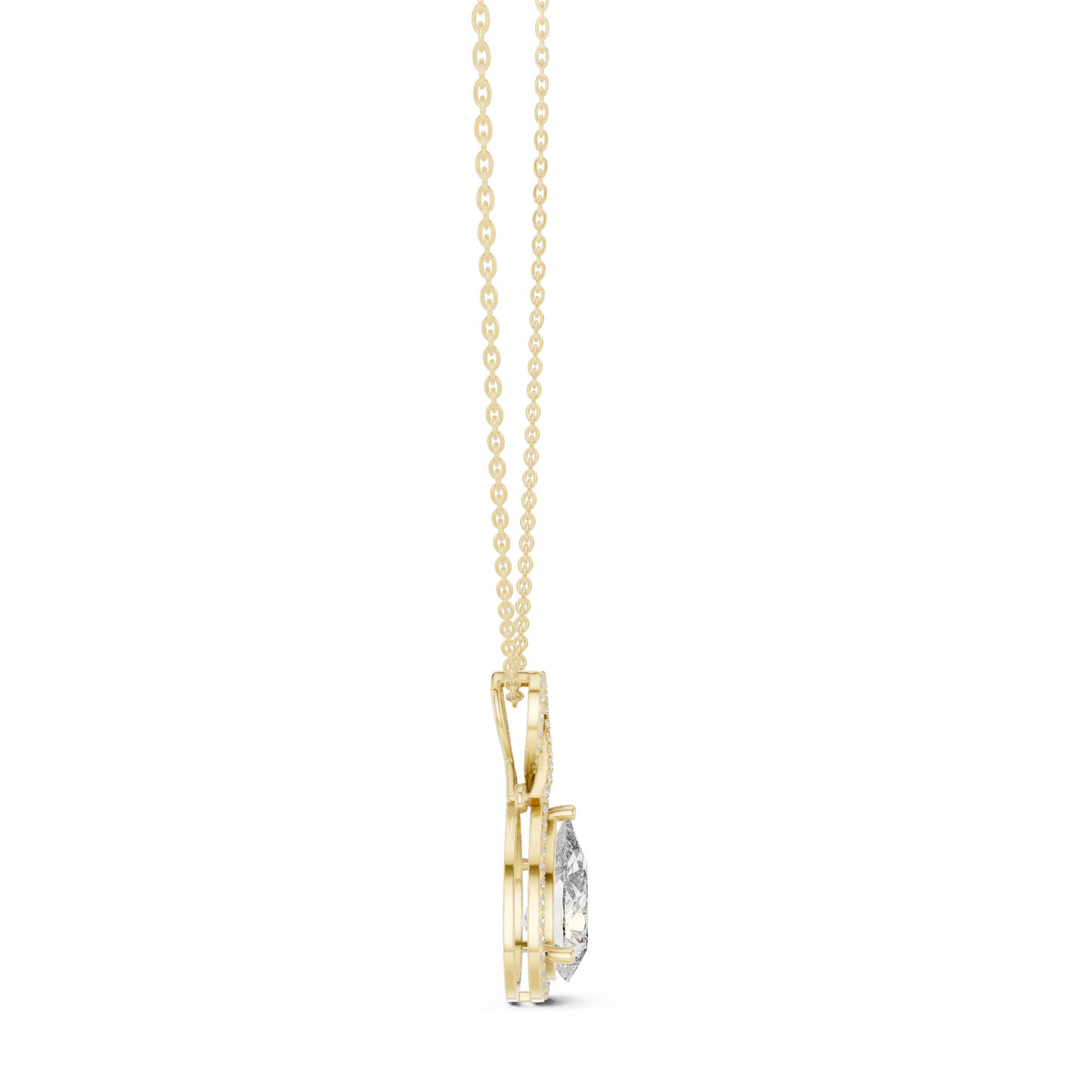 Round & Pear Shape 6.13 Ct Lab Grown very Stunning 14k Solid Rose Gold Diamond Pendant - HIGHCARAT DIAMONDS
