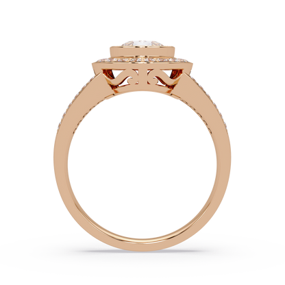 Pear Shaped Double Halo Lab Grown Diamond Split Shank Ring - HIGHCARAT DIAMONDS
