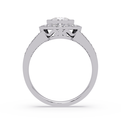 Pear Shaped Double Halo Lab Grown Diamond Split Shank Ring - HIGHCARAT DIAMONDS