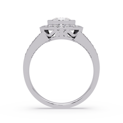 Pear Shaped Double Halo Lab Grown Diamond Split Shank Ring - HIGHCARAT DIAMONDS