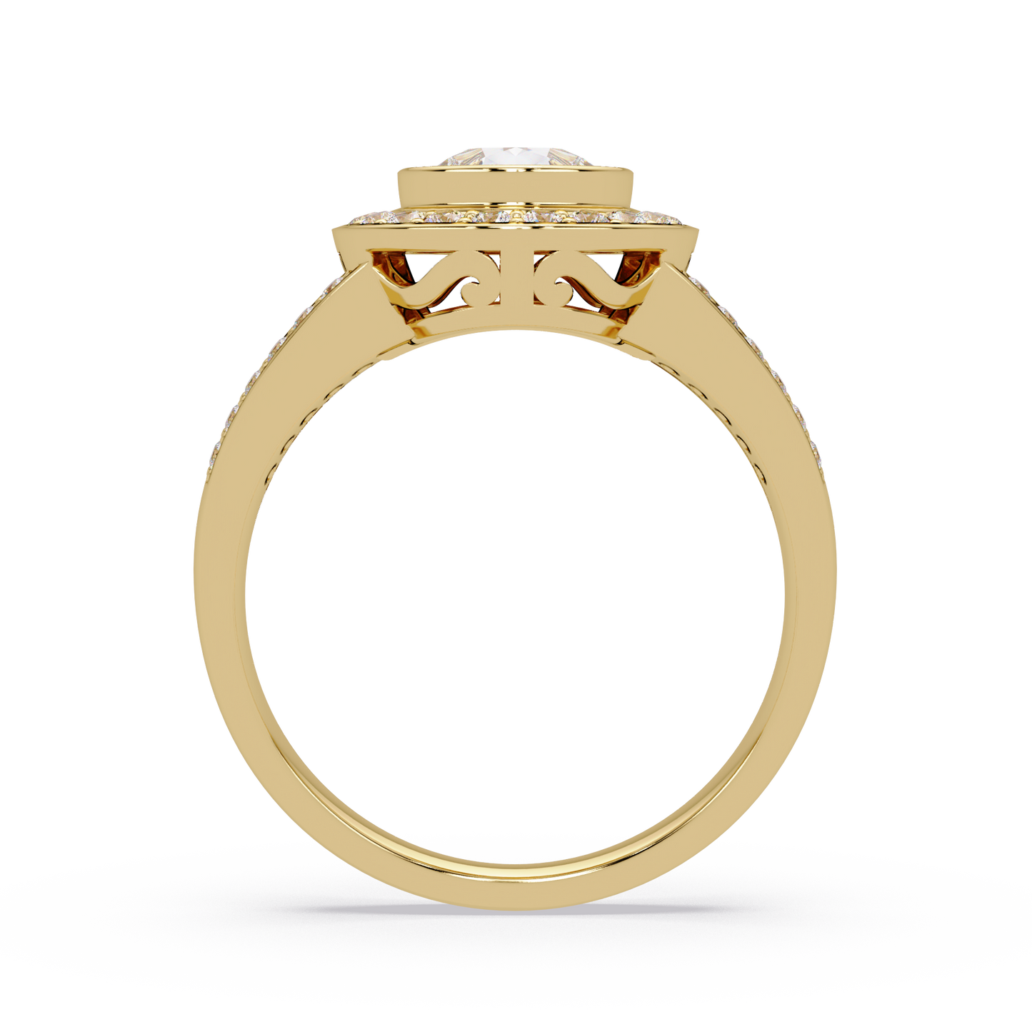 Pear Shaped Double Halo Lab Grown Diamond Split Shank Ring - HIGHCARAT DIAMONDS