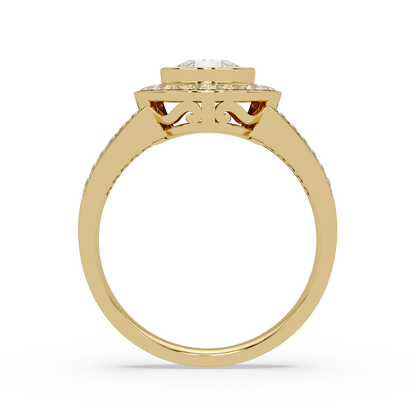 Pear Shaped Double Halo Lab Grown Diamond Split Shank Ring - HIGHCARAT DIAMONDS