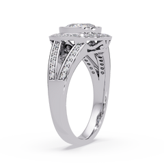 Pear Shaped Double Halo Lab Grown Diamond Split Shank Ring - HIGHCARAT DIAMONDS