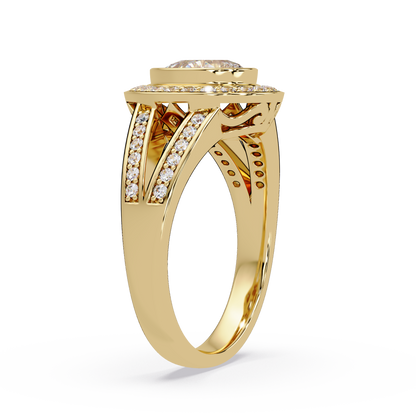 Pear Shaped Double Halo Lab Grown Diamond Split Shank Ring - HIGHCARAT DIAMONDS