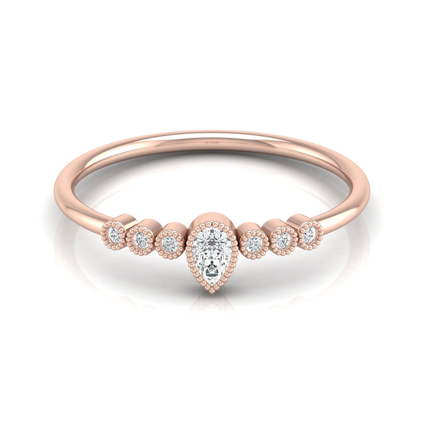 Pear Shaped Lab Grown Diamond Halo Minimal Promise Ring