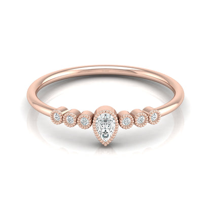 Pear Shaped Lab Grown Diamond Halo Minimal Promise Ring