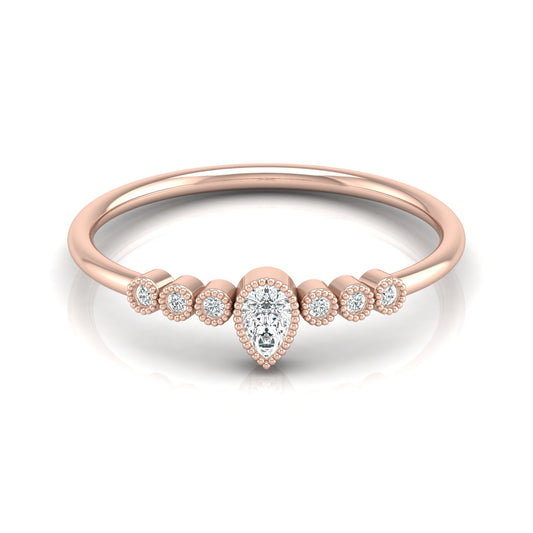 Pear Shaped Lab Grown Diamond Halo Minimal Promise Ring - HIGHCARAT DIAMONDS