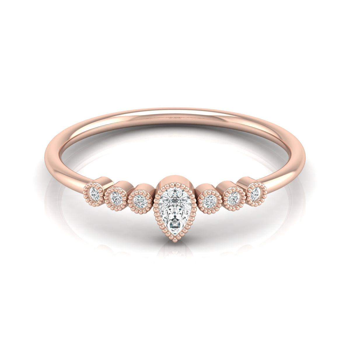 Pear Shaped Lab Grown Diamond Halo Minimal Promise Ring - HIGHCARAT DIAMONDS