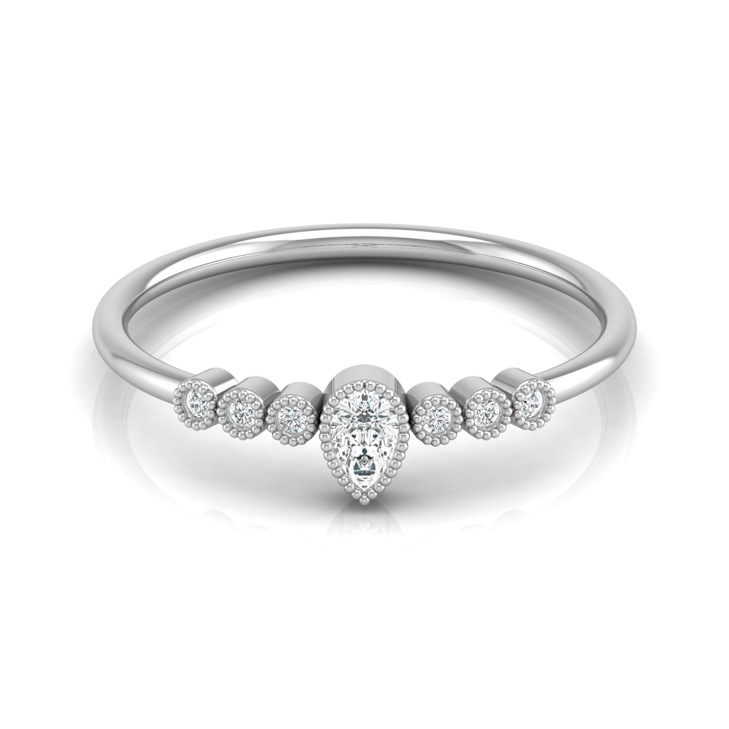 Pear Shaped Lab Grown Diamond Halo Minimal Promise Ring