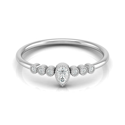 Pear Shaped Lab Grown Diamond Halo Minimal Promise Ring
