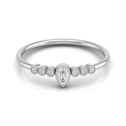 Pear Shaped Lab Grown Diamond Halo Minimal Promise Ring - HIGHCARAT DIAMONDS