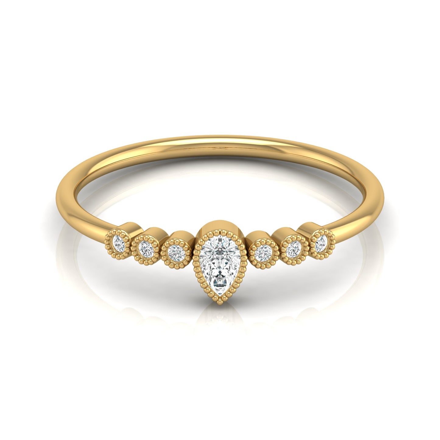 Pear Shaped Lab Grown Diamond Halo Minimal Promise Ring