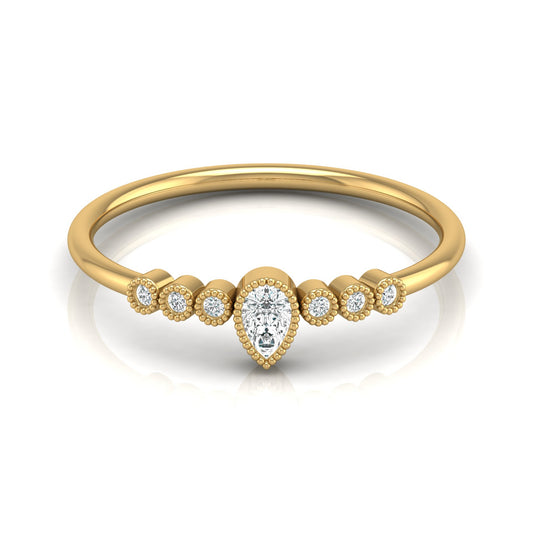 Pear Shaped Lab Grown Diamond Halo Minimal Promise Ring - HIGHCARAT DIAMONDS