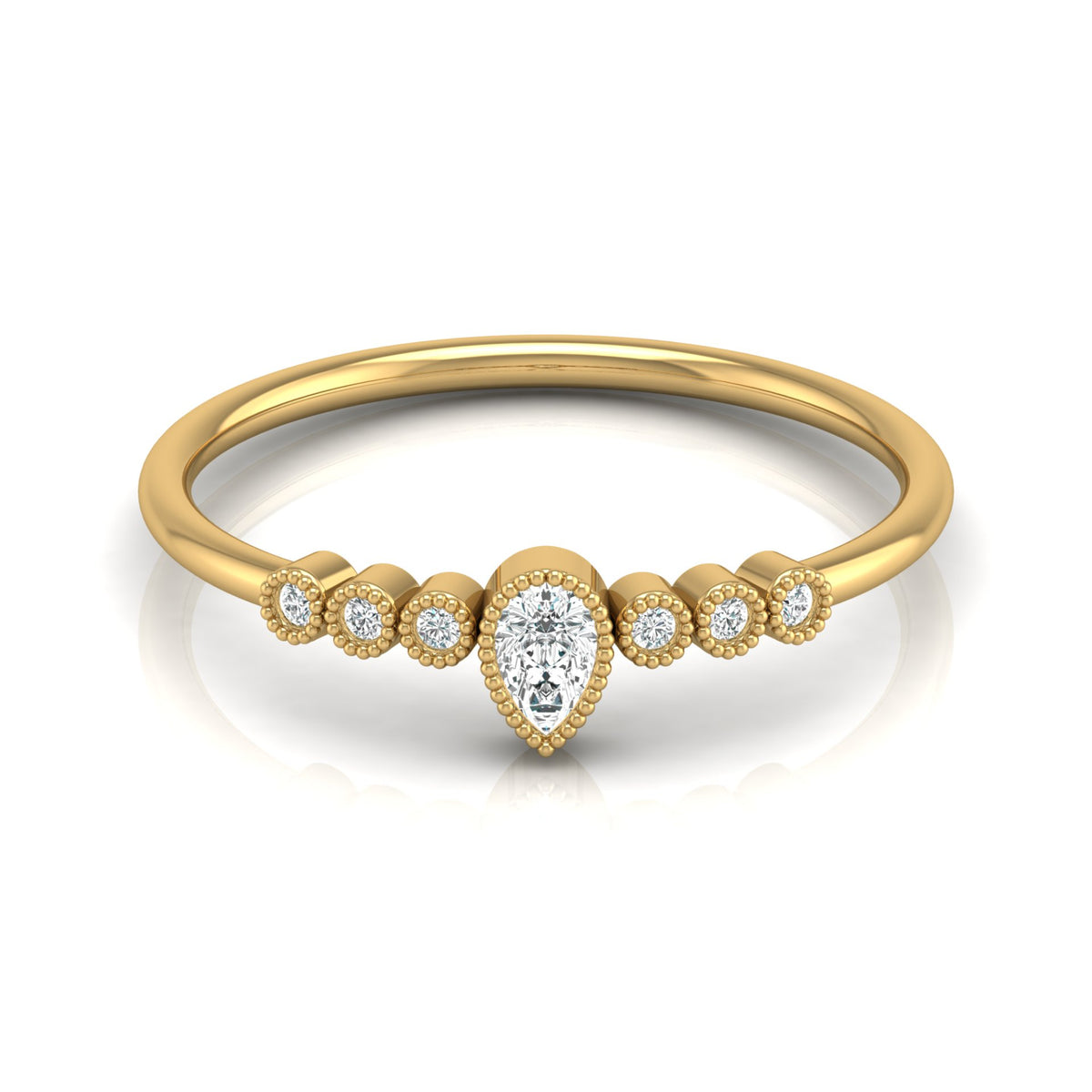 Pear Shaped Lab Grown Diamond Halo Minimal Promise Ring - HIGHCARAT DIAMONDS