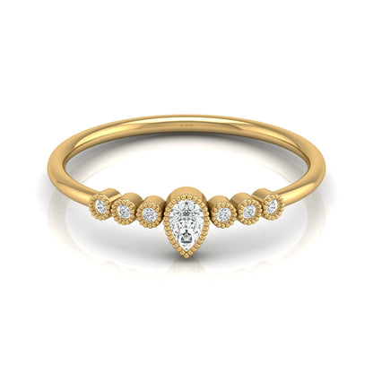 Pear Shaped Lab Grown Diamond Halo Minimal Promise Ring - HIGHCARAT DIAMONDS