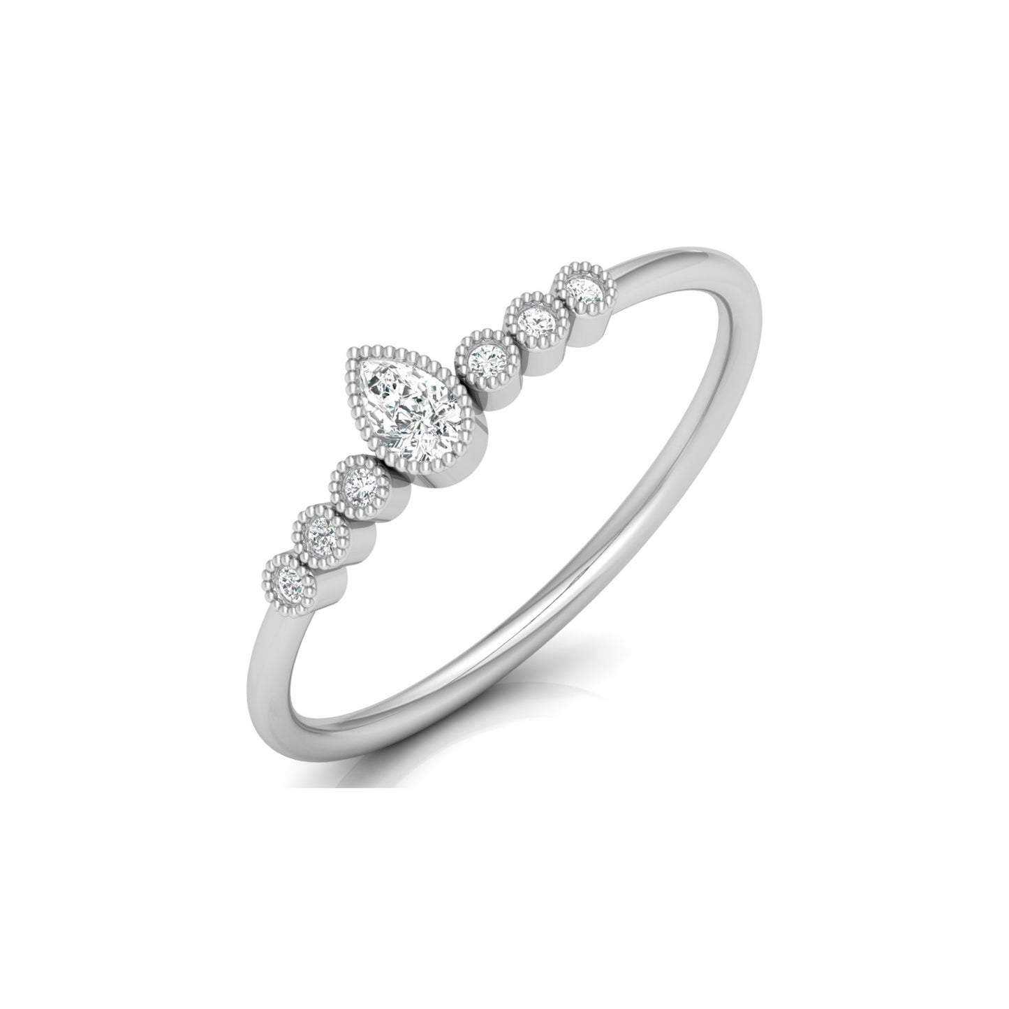 Pear Shaped Lab Grown Diamond Halo Minimal Promise Ring