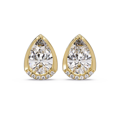 Pear Shaped Lab Grown Diamond Stud Bezel Set Earrings - HIGHCARAT DIAMONDS