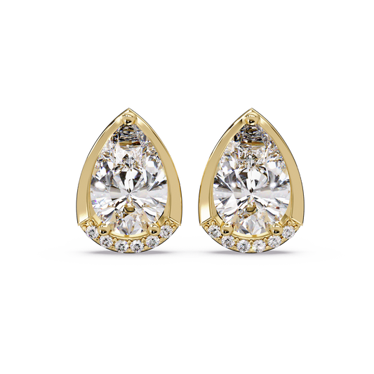 Pear Shaped Lab Grown Diamond Stud Bezel Set Earrings - HIGHCARAT DIAMONDS