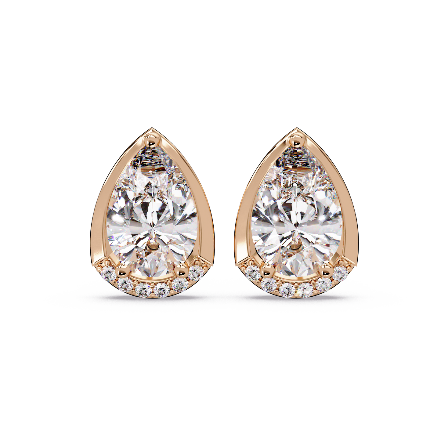 Pear Shaped Lab Grown Diamond Stud Bezel Set Earrings - HIGHCARAT DIAMONDS