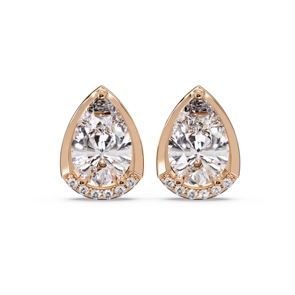 Pear Shaped Lab Grown Diamond Stud Bezel Set Earrings - HIGHCARAT DIAMONDS