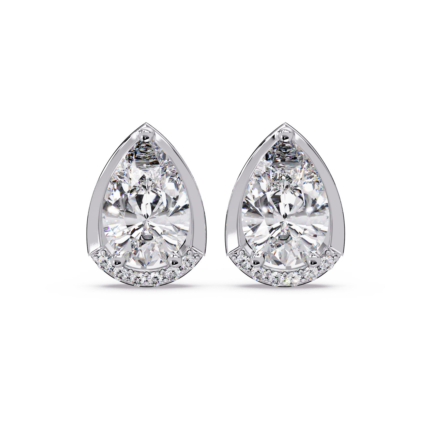 Pear Shaped Lab Grown Diamond Stud Bezel Set Earrings - HIGHCARAT DIAMONDS