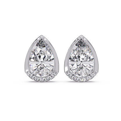 Pear Shaped Lab Grown Diamond Stud Bezel Set Earrings - HIGHCARAT DIAMONDS