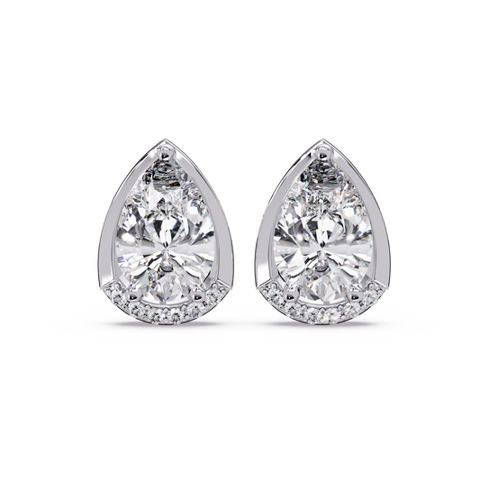 Pear Shaped Lab Grown Diamond Stud Bezel Set Earrings - HIGHCARAT DIAMONDS