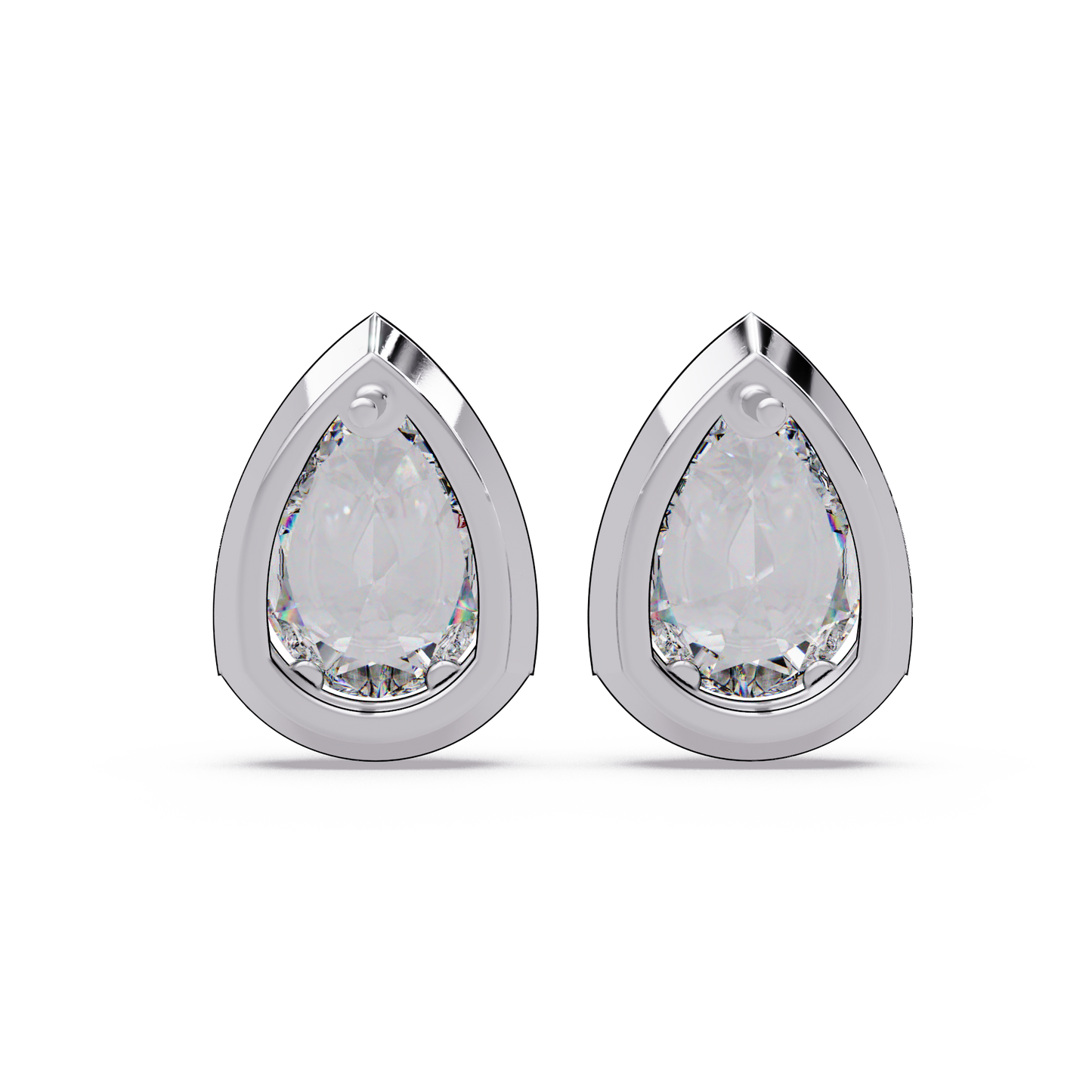 Pear Shaped Lab Grown Diamond Stud Bezel Set Earrings - HIGHCARAT DIAMONDS