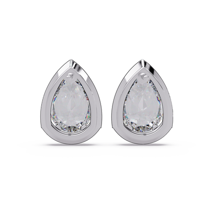 Pear Shaped Lab Grown Diamond Stud Bezel Set Earrings - HIGHCARAT DIAMONDS