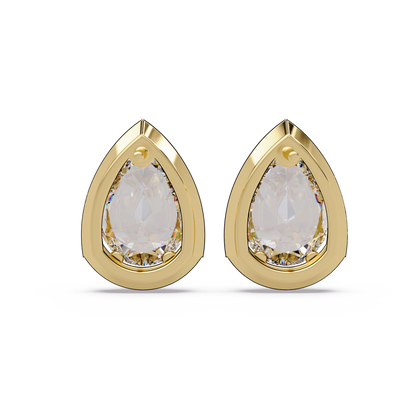 Pear Shaped Lab Grown Diamond Stud Bezel Set Earrings - HIGHCARAT DIAMONDS