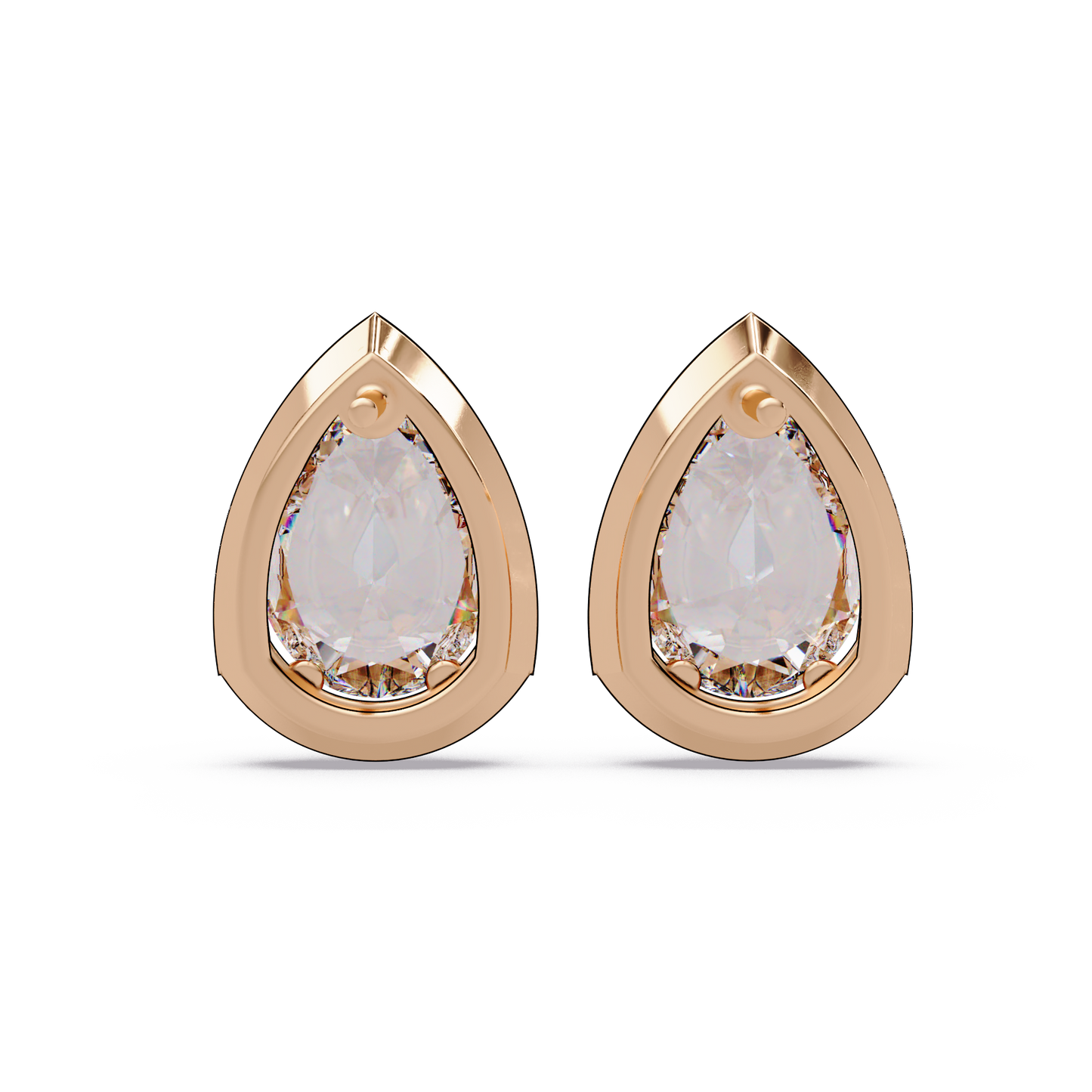 Pear Shaped Lab Grown Diamond Stud Bezel Set Earrings - HIGHCARAT DIAMONDS