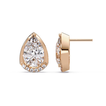 Pear Shaped Lab Grown Diamond Stud Bezel Set Earrings - HIGHCARAT DIAMONDS