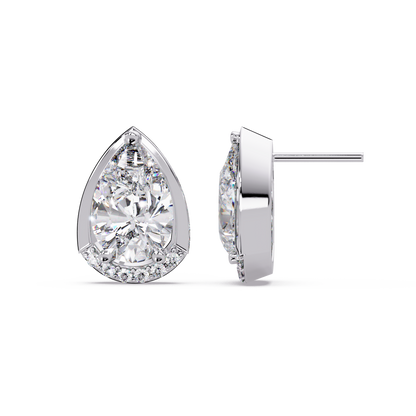 Pear Shaped Lab Grown Diamond Stud Bezel Set Earrings - HIGHCARAT DIAMONDS